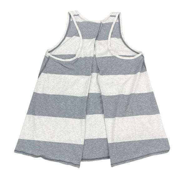 LULULEMON All Tied Up Tank Sz 6 Bold Stripe Heathered Medium Grey Angel White - Picture 4 of 5